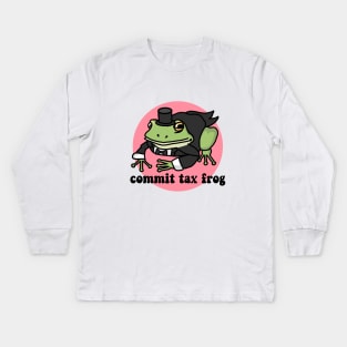 Commit Tax Frog Sticker - Pink Kids Long Sleeve T-Shirt